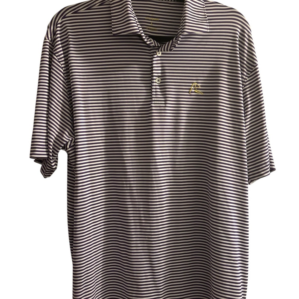Rhoback Black and White Striped Polo